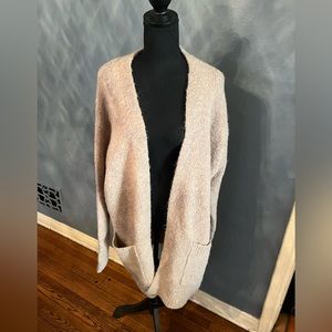 H&M Women Sweater Oversized Open Front Long Cardigan Tan L